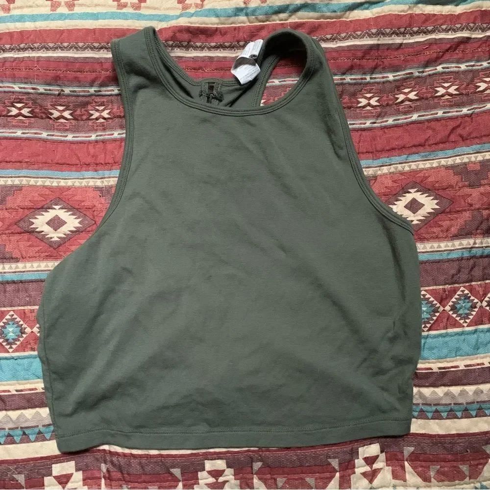 Fabletics Green Crop Tank Top Medium